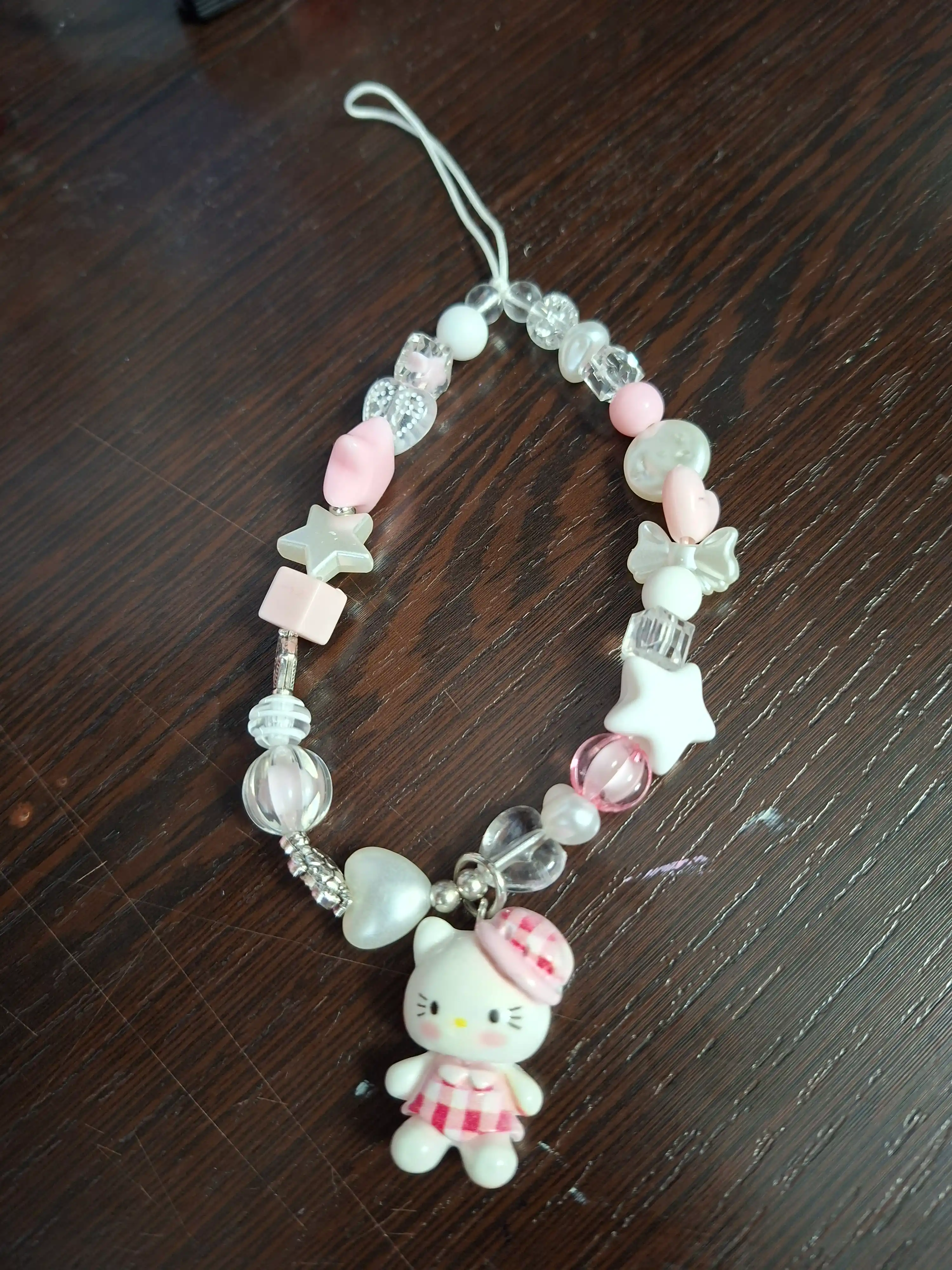 Telefon uchun Hello Kitty brelok-braslet, osma bezak va bilaguzuk (pushti)