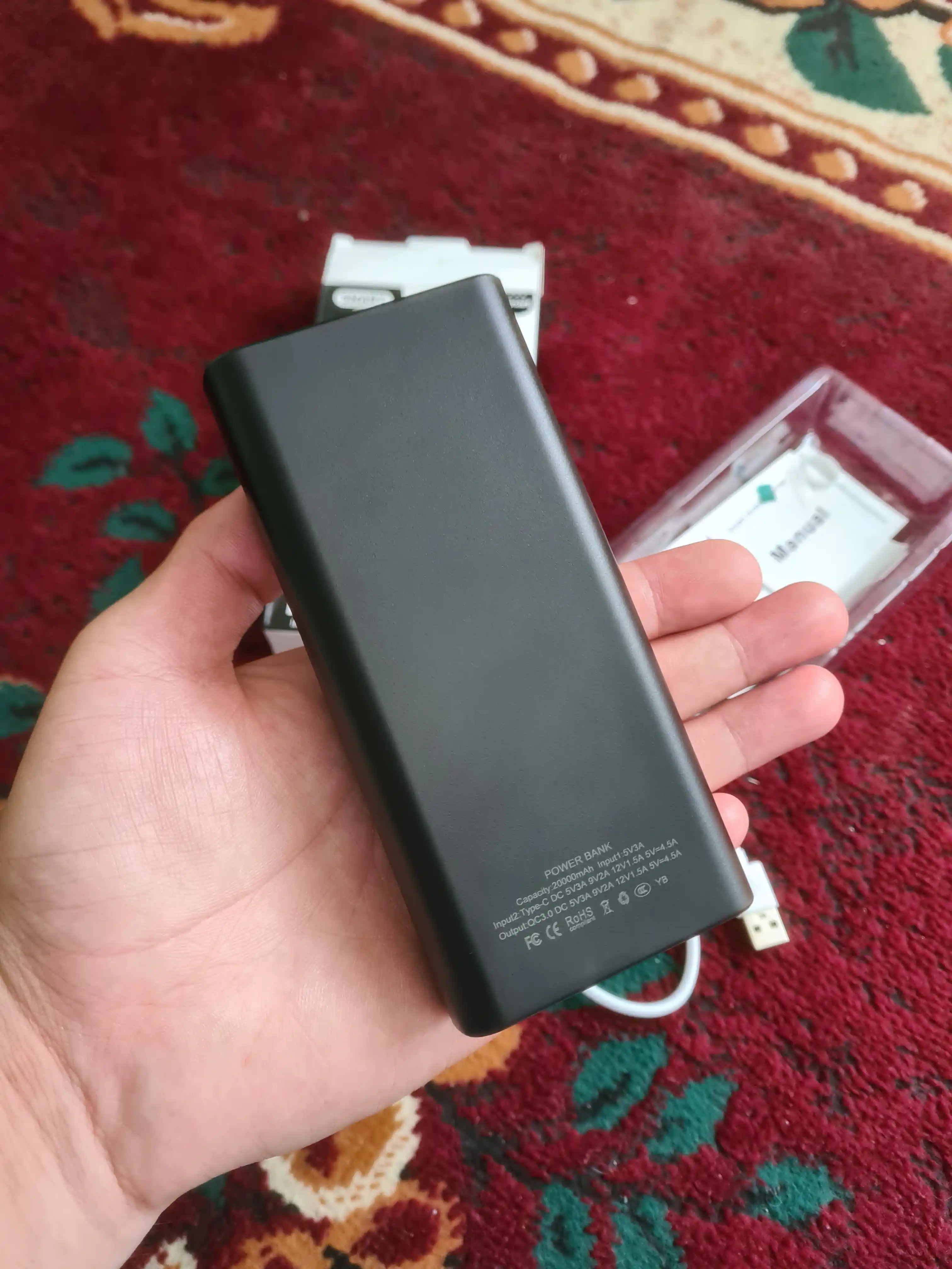 Tashqi akkumulyator 22.5w tezkor quvvat 20000 mA/h 