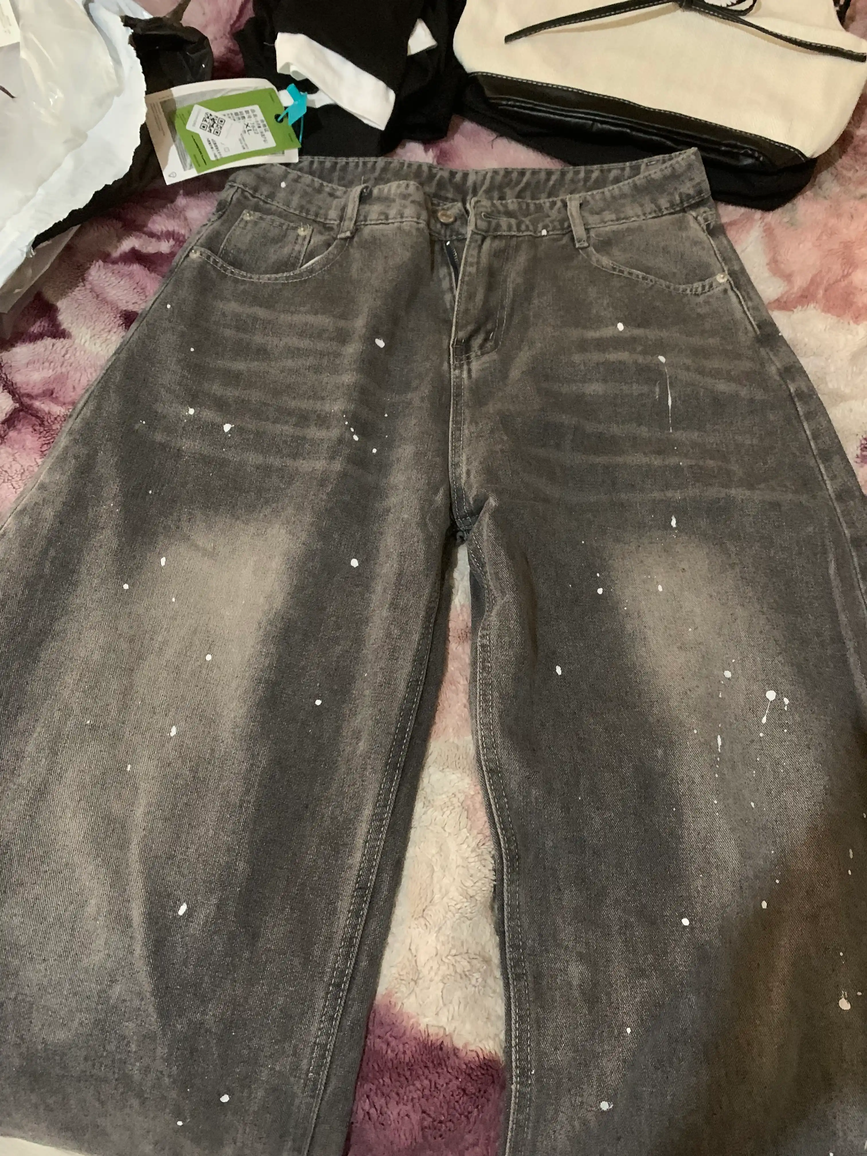 Ayollar uchun keng jinsilar Y2K koreys uslubi — oversize, baggi, baliqcha, baland bel