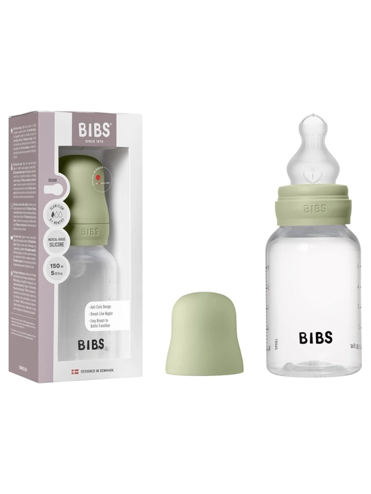 BIBS Baby Bottle 150 ml, Slow Flow, Anti-Kolik – Blush (Lateks), Sage & Ivory (Silikon)