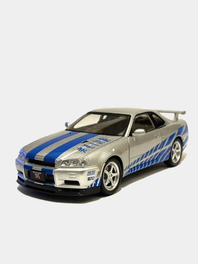 Металлическая игрушечная машинка Mercedes-Benz AMG 6.3, Nissan Skyline, "Jinlifang" 1:24 — KIDZTOY-METAL3-СЕРЫЙ