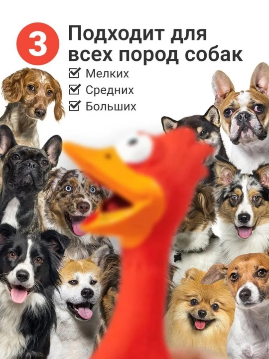 Игрушка для собак, кричащая утка, каучук, для домашних животных