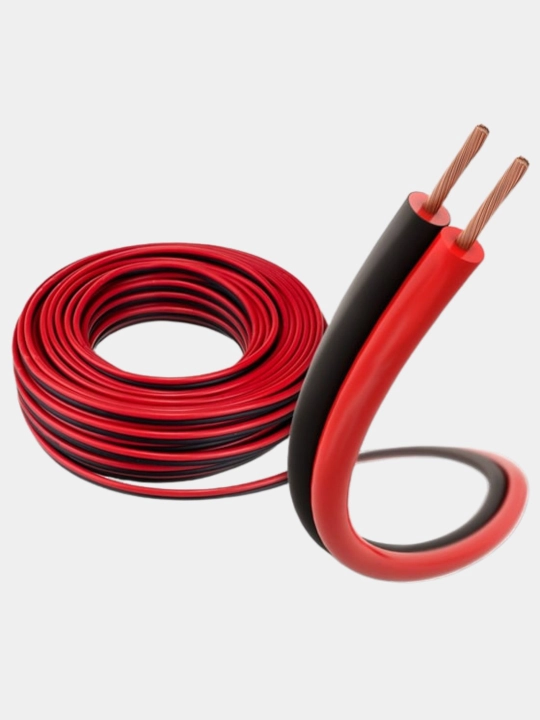 Karnay kabeli, audio kabel, ko'rfaz 70 m, 2 * 0. 2 m, qora - qizil