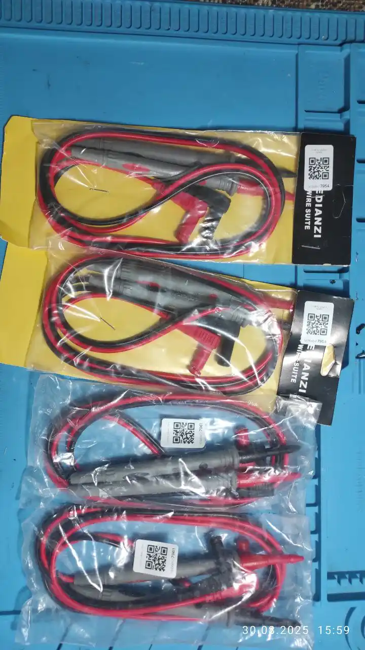 Щупы для мультиметра 10A/1000V – силикон, игольчатые наконечники, защитные колпачки