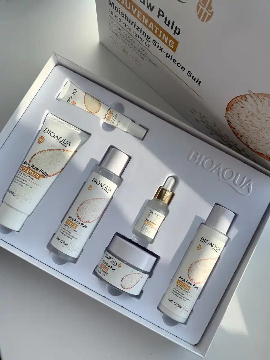 Bioaqua yuz uchun kosmetika toplami 6 tasi 1 da, krem koz atrofidagi,emulsiya,serum, tonik