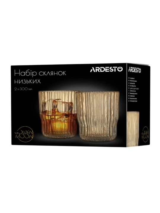 ARDESTO Golden Moon past stakanlar to‘plami,shisha,diametri 80 mm,300 ml, 2 dona, AR2630SM