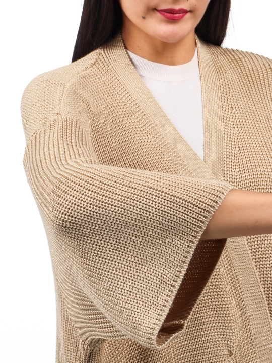 Katta o'lchamdagi kardigan poncho, 56-60 razmerga mos, chuntakli va tugmasiz Didov Triko