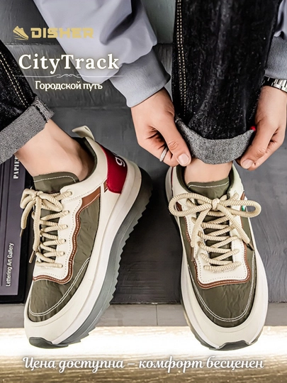 Кроссовки мужские, DISHER CityTrack, обувь мужская, повседневные с орнаментом