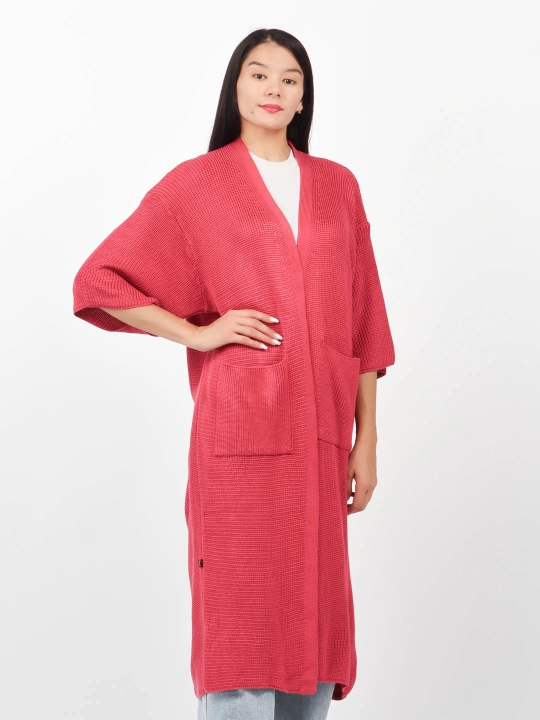 Katta o'lchamdagi kardigan poncho, 56-60 razmerga mos, chuntakli va tugmasiz Didov Triko