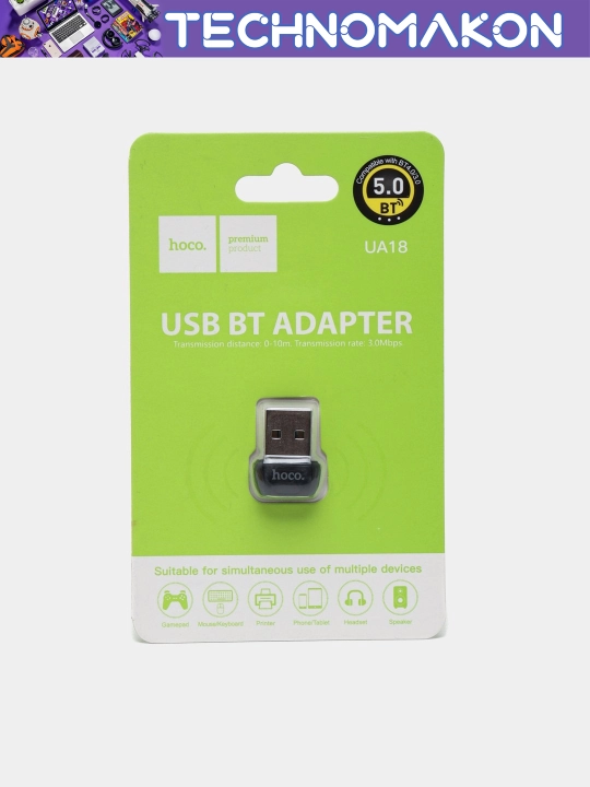 Bluetooth адаптер hoco UA18, Bluetooth 5.0, bluetooth адаптер для ПК