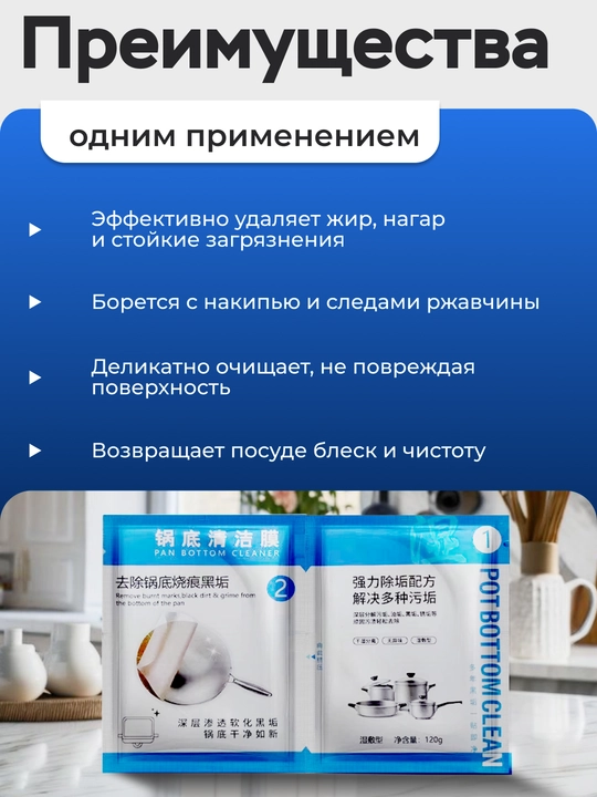 Универсальное средство для казанов от нагара, жира и налета, салфетка антинагар