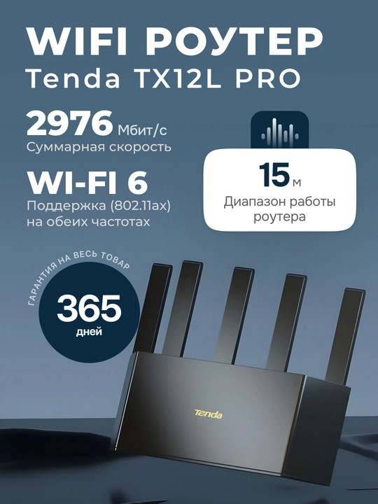 Роутер Wi-Fi, Tenda TX12L PRO - 