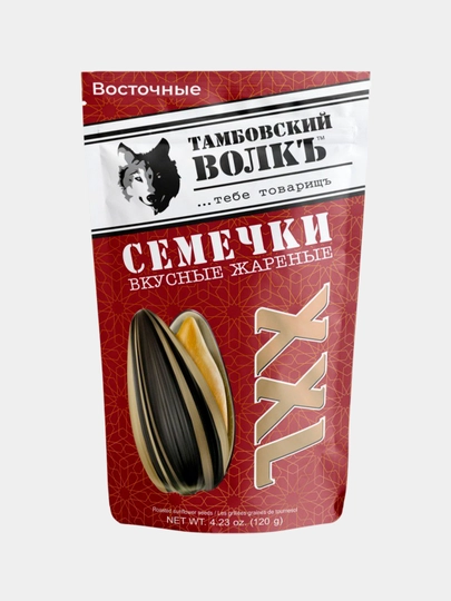 Жареные семена подсолнечника "Тамбовский волкъ" ВОСТОЧНЫЕ, без соли 120 гр, БиоПак — AIDAVE-ZXCVB10