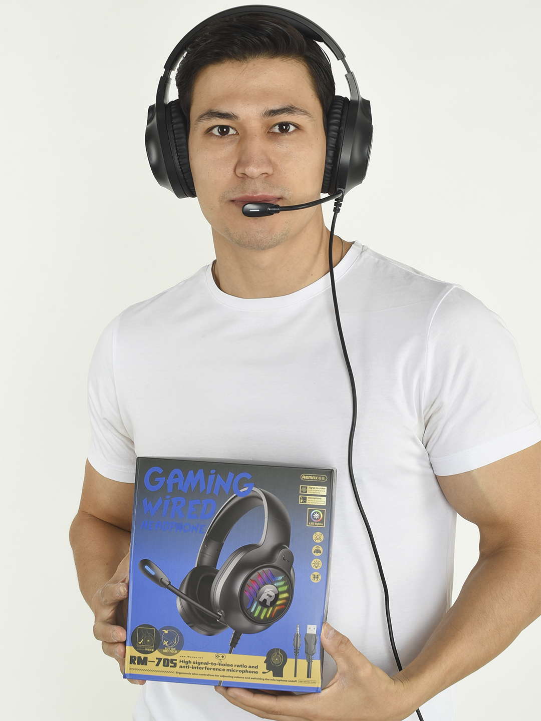 Remax RM-705 Gaming — проводные игровые наушники с микрофоном и RGB-подсветкой
