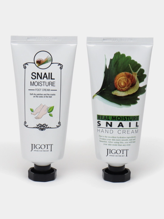 JIGOTT Real Moisture Set — shilliqurt mutsini bilan qo‘l va oyoq kremlari to‘plami, 2 dona