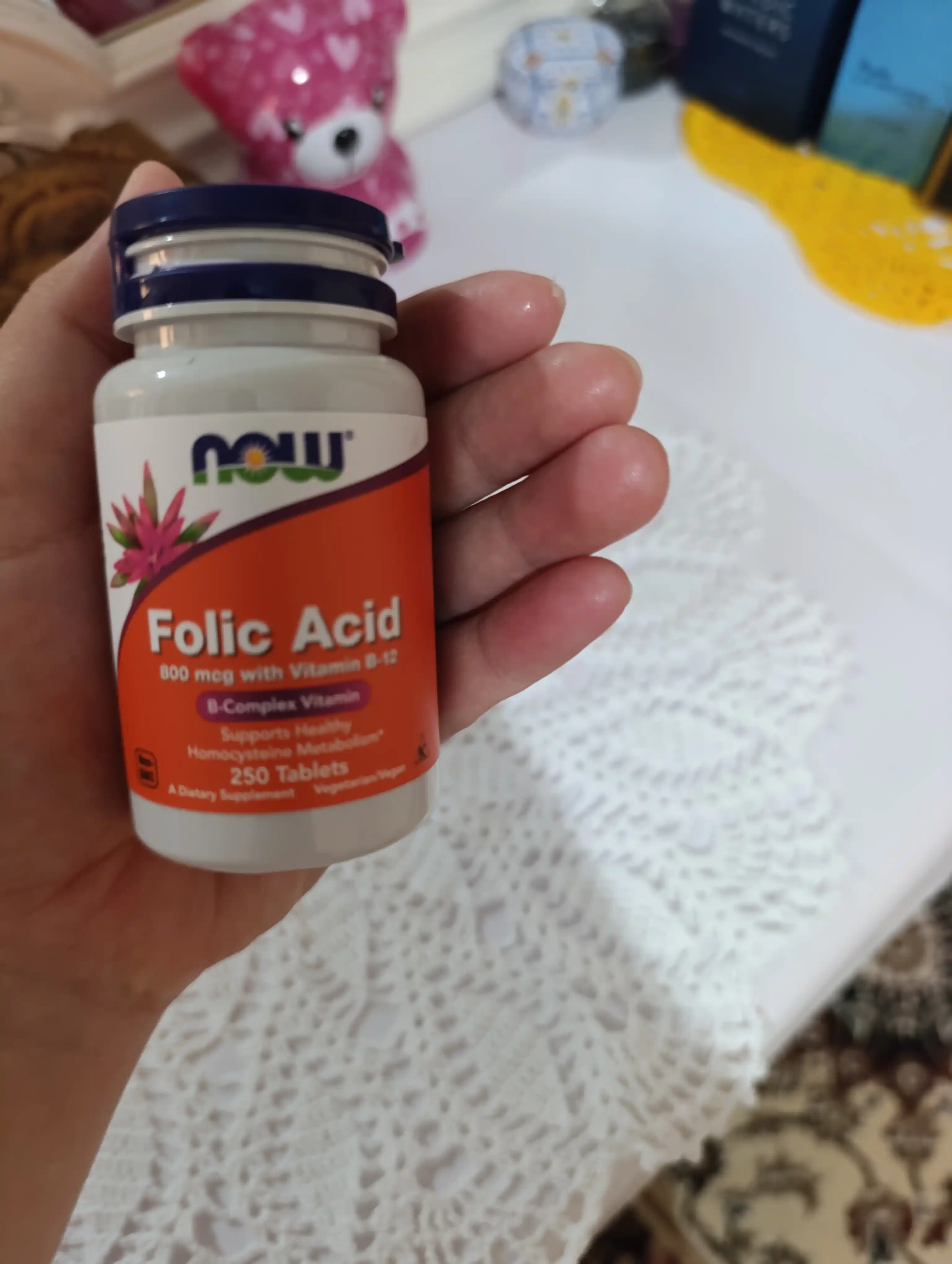 NOW Foods, Foliy kislotasi, 800 mkg, 250 tabletkalar