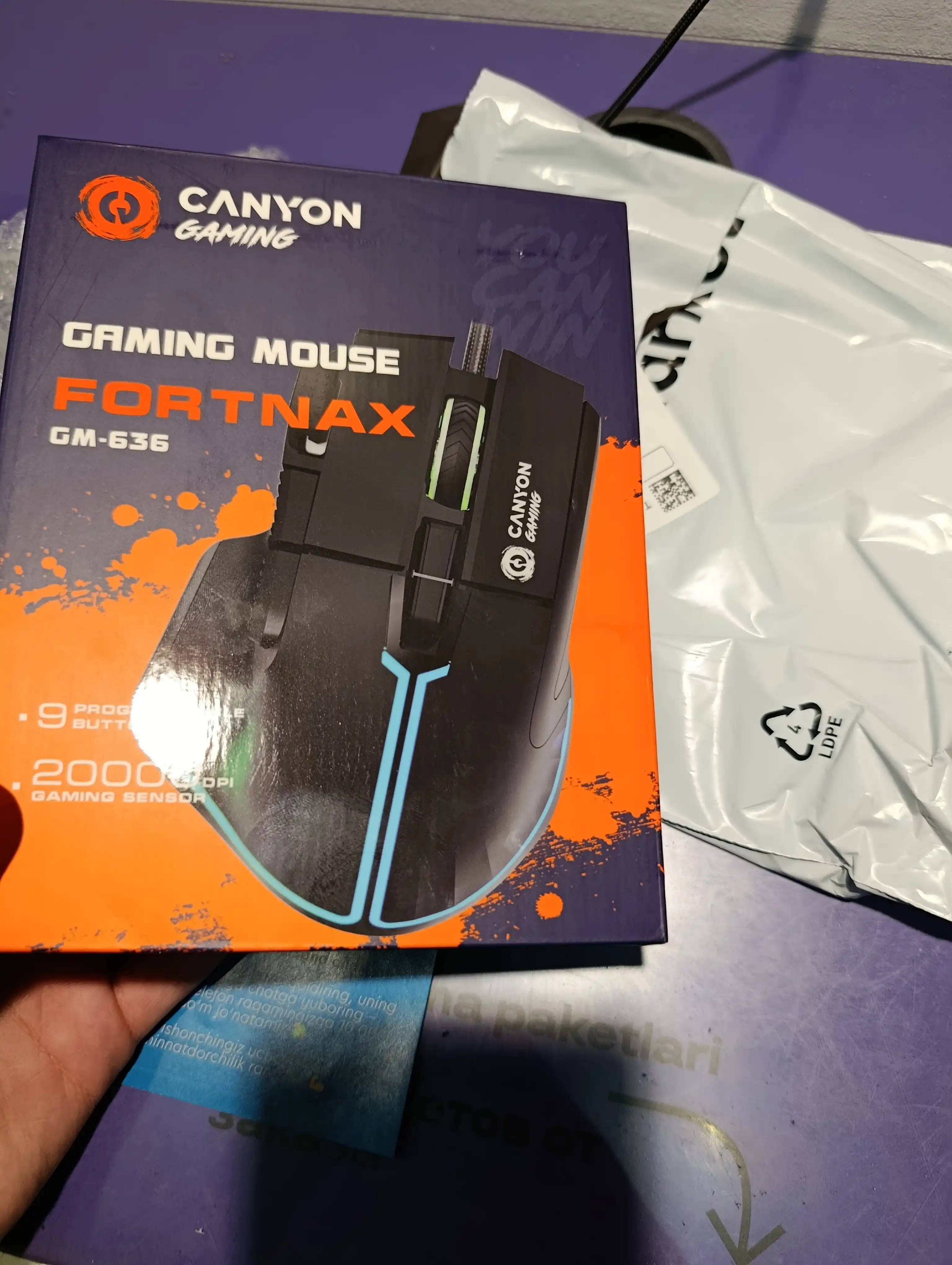 Gaming sichqoncha simli CANYON Fortnax GM-636, RGB yoritgich bilan
