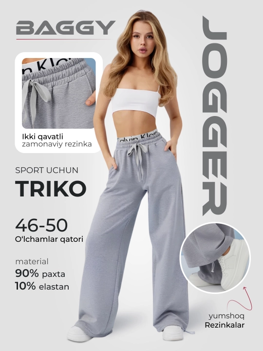 Katta o‘lchamli joggerlar, ayollar uchun jogger shimlari, bahor va yoz uchun, 46-50