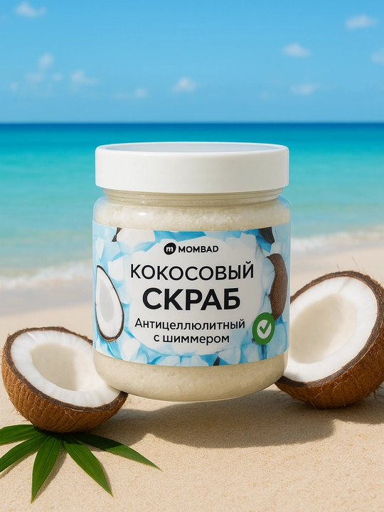 Скраб для тела, кокосовый, с шиммером, сухой, M&D Сияние, 150 г