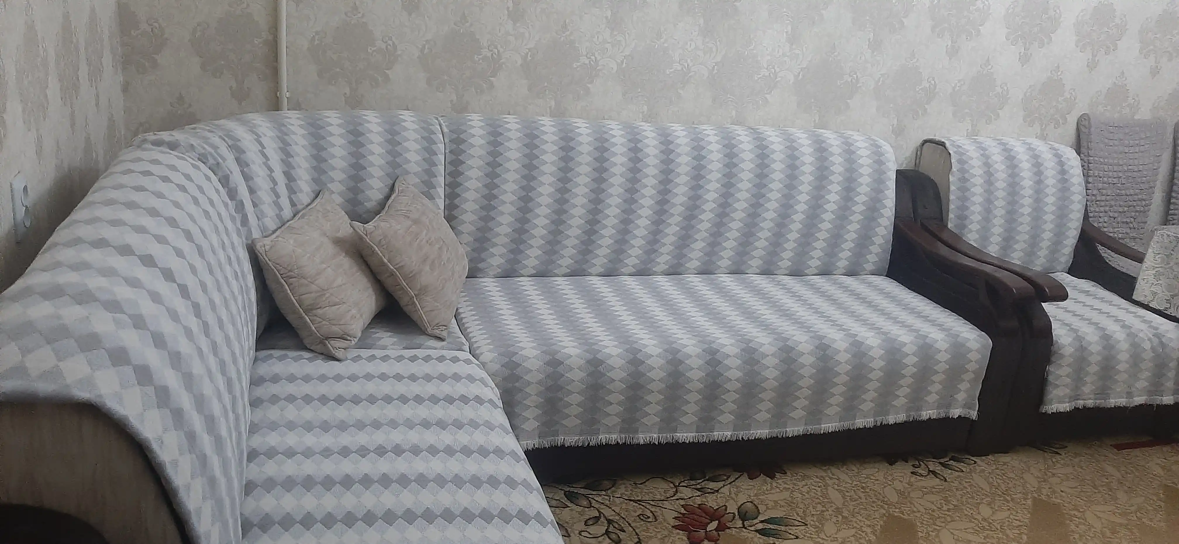 Divan va kreslo uchun universal chexol, nakidka, pled, divandek, 180*200, 280*200 sm