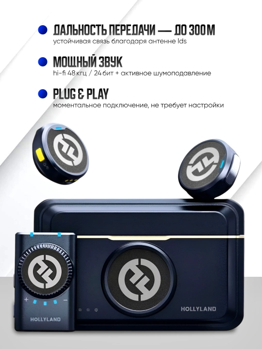 Микрофон петличка Hollyland Lark M2 Combo, для записи звука 40 часов iPhone Android TYPE-C