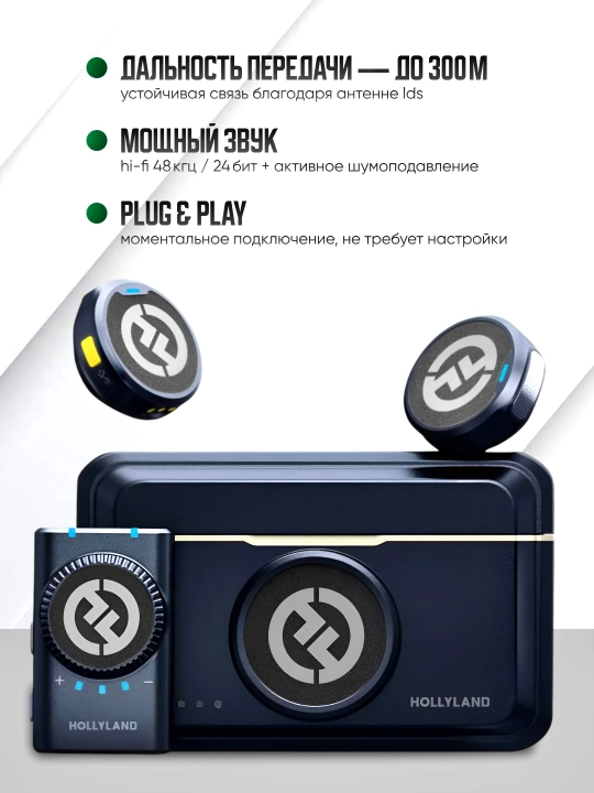 Simsiz mikrofon Hollyland Lark M2 Mini Combo TYPE-C iPhone va Android uchun, 40 soat