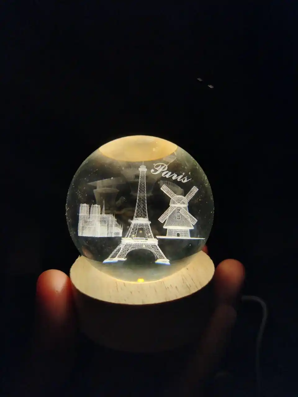 Хрустальный шар ночник 3D, антистресс, настольный светильник, LED, 7x8 см