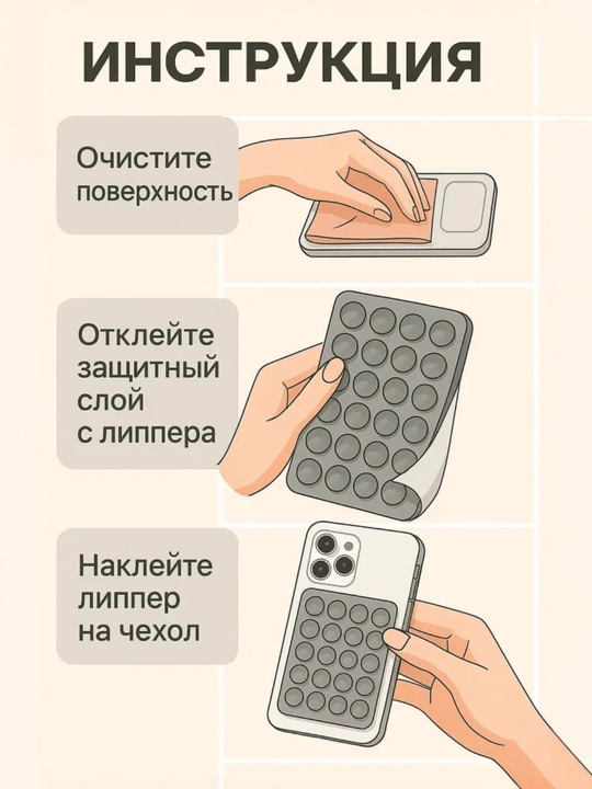 Универсальный держатель для телефона lipper – двухсторонняя присоска