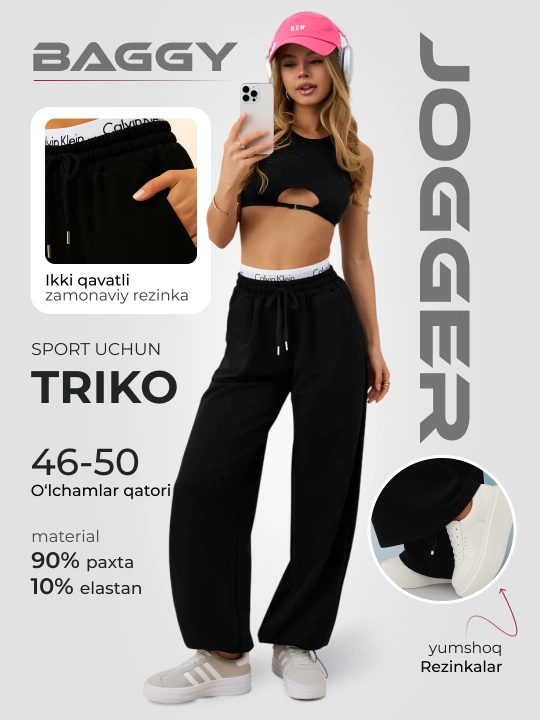 Katta o‘lchamli joggerlar, ayollar uchun jogger shimlari, bahor va yoz uchun, 46-50