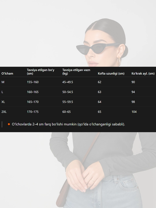 Ayollar uchun asosiy uzun yengli kundalik suv osti kiyimi, o‘lchamlari M–2XL