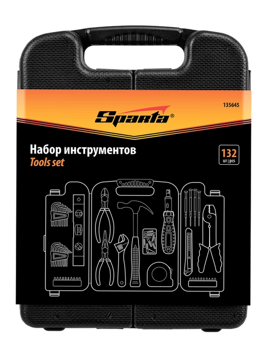Набор инструментов SPARTA, бытовой, 132 предмета, 135645