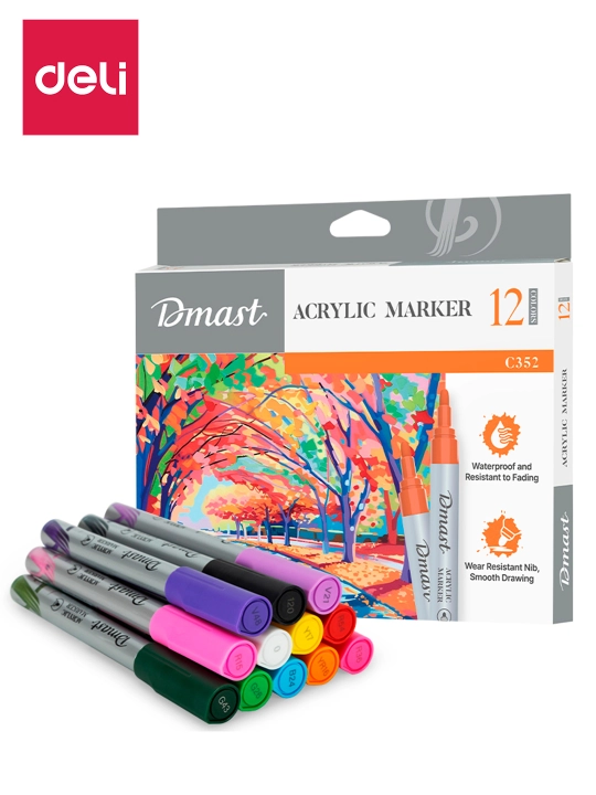 Akril markerlar 12 rang EC352 Deli, 352-EC - 
