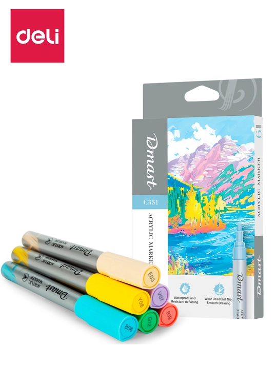 Akril markerlar 6 rangli pastel EC351 Deli, 351-EC - 