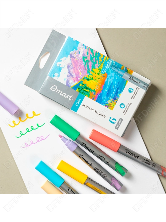 Akril markerlar 6 rangli pastel EC351 Deli, 351-EC