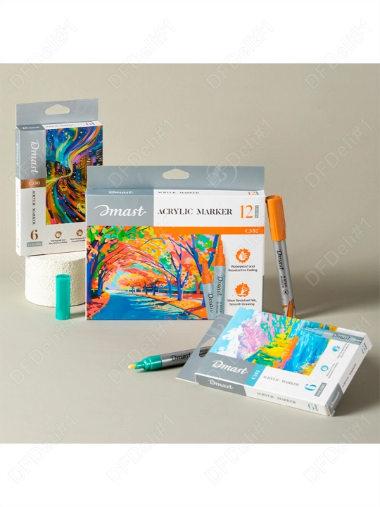 Akril markerlar 6 rangli pastel EC351 Deli, 351-EC