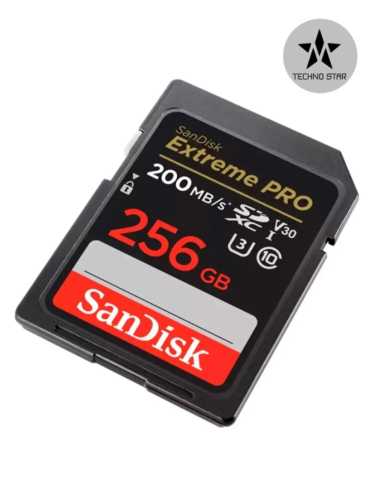 Sandisk Extreme Pro 512/256 GB hotira kartasi, UHS-I 200MB/s, U3 4K V30, fotoapparat uchun
