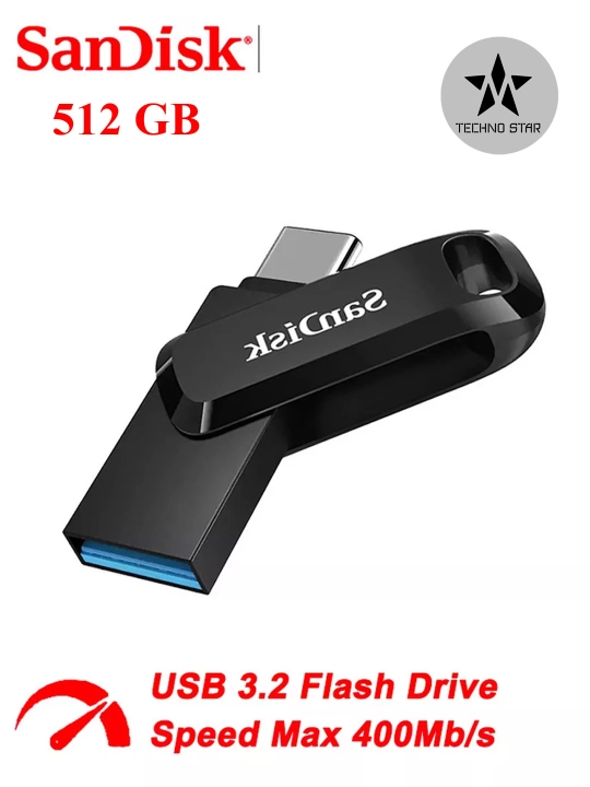 USB/Type C флешка Sandisk Ultra Dual Drive Go 512Gb, USB 3.2/ USB Type-C 400 Mb/s