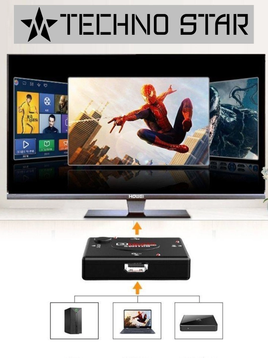 HDMI svitch ajratuvchi kalit 3 hdmi 1 monitorga - 