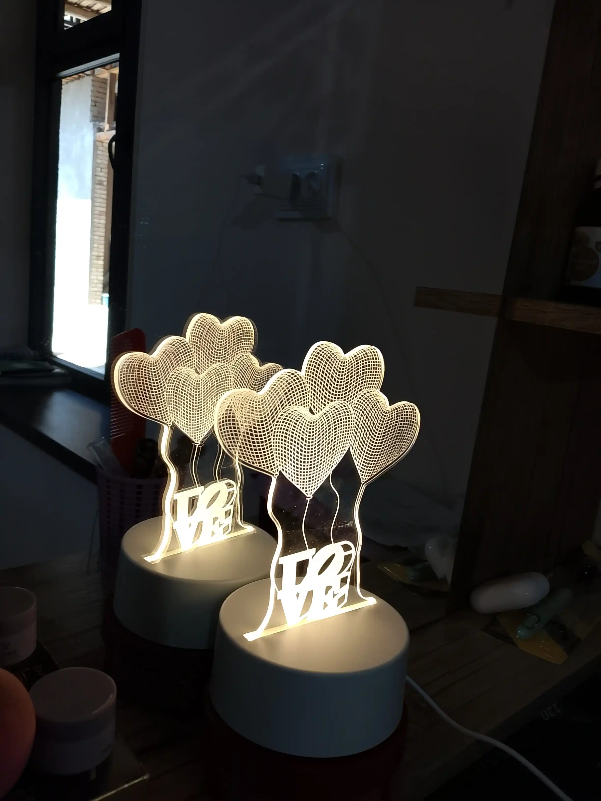 3D chiroq LED tungi chiroq, USB, 15 turdagi