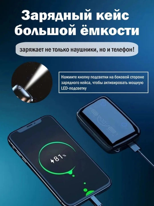 M10 / M19 simsiz quloqchinlar – mikrofon, telefon zaryadi va LED indikator