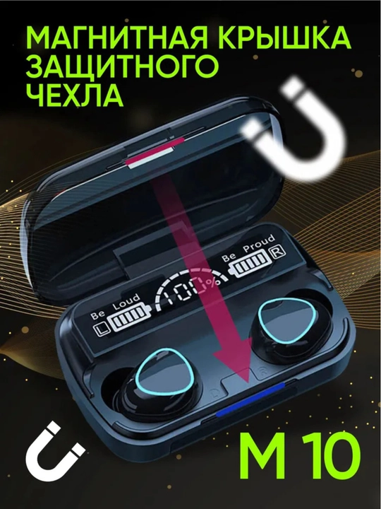 M10 / M19 simsiz quloqchinlar – mikrofon, telefon zaryadi va LED indikator