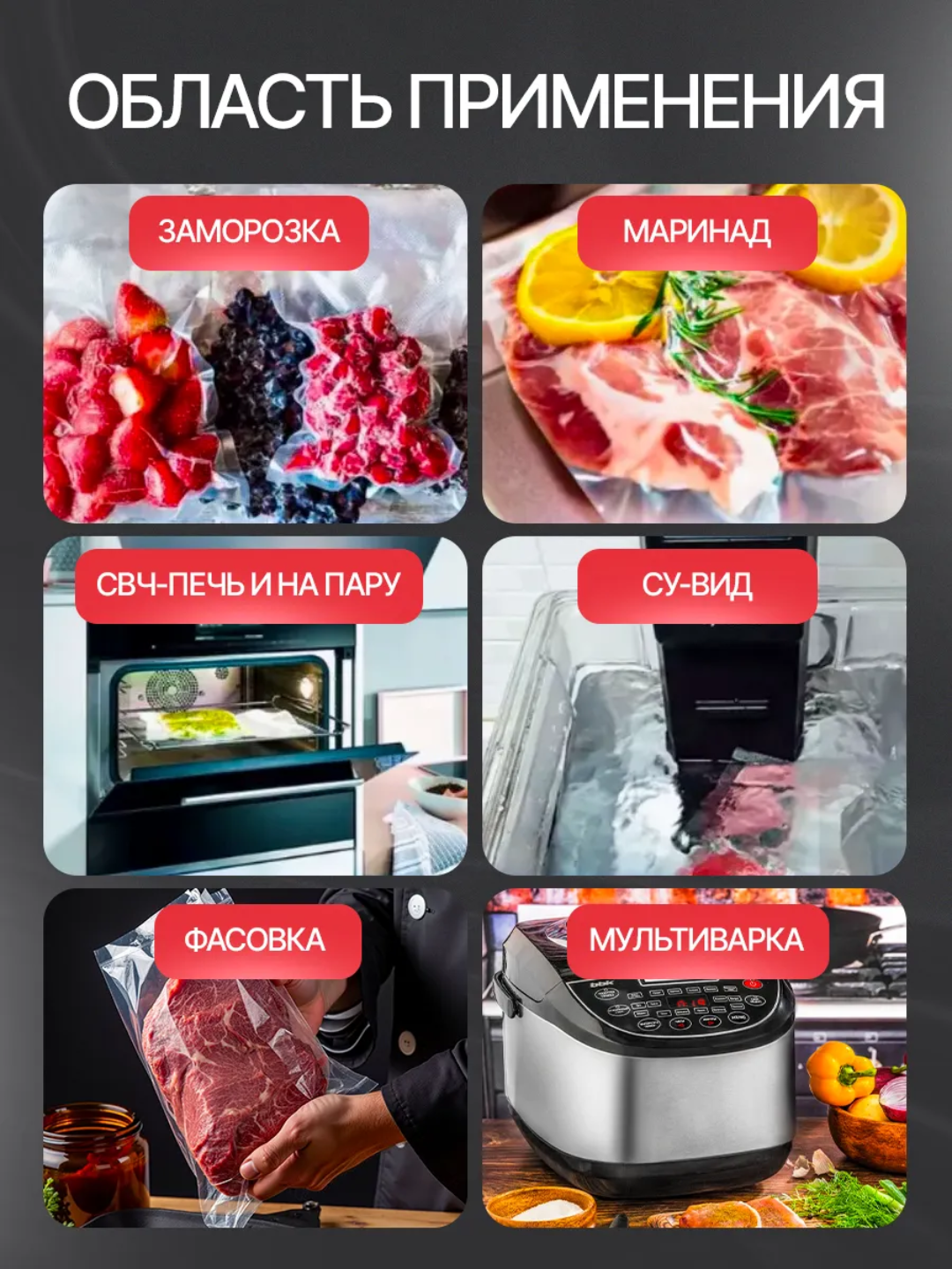 Пакеты для вакууматора, рифленые, в рулоне, сувид, для хранения и заморозки продуктов