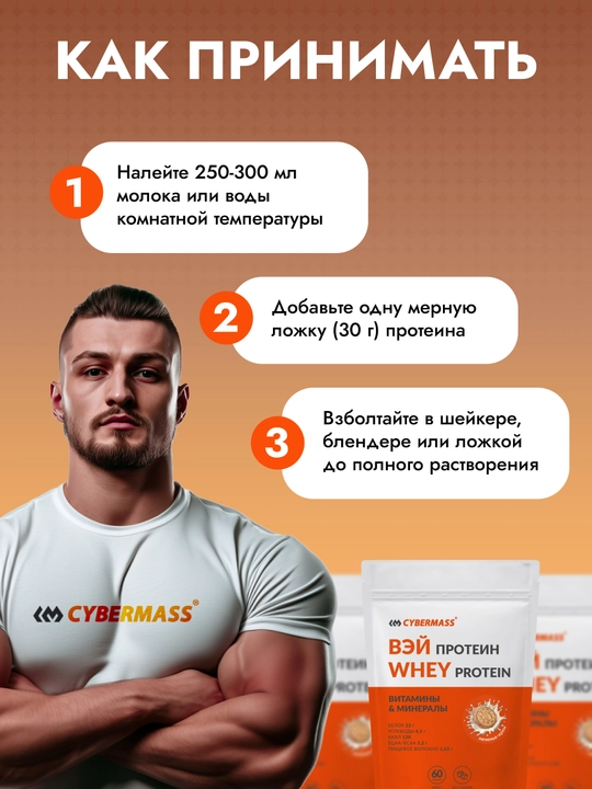 CYBERMASS WHEY PROTEIN – сывороточный протеин для мышц и силы, 1800 г, 60 порций