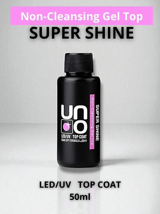 UNO Top Coat 50 ml, gel ak uchun mustahkam yakuniy qoplama, ultra yaltirash bilan - 