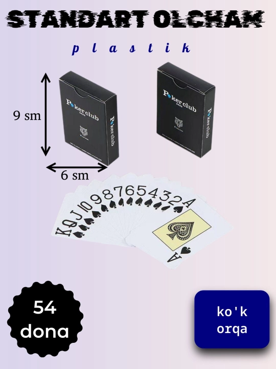 Игральные карты Poker Club, пластиковые, 54 карты