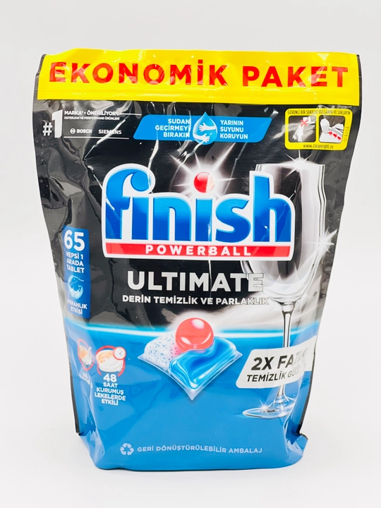 Капсулы для посудомоечной машины Finish Ultimate, в 2 раза более мощная очистка, 65 штук - 