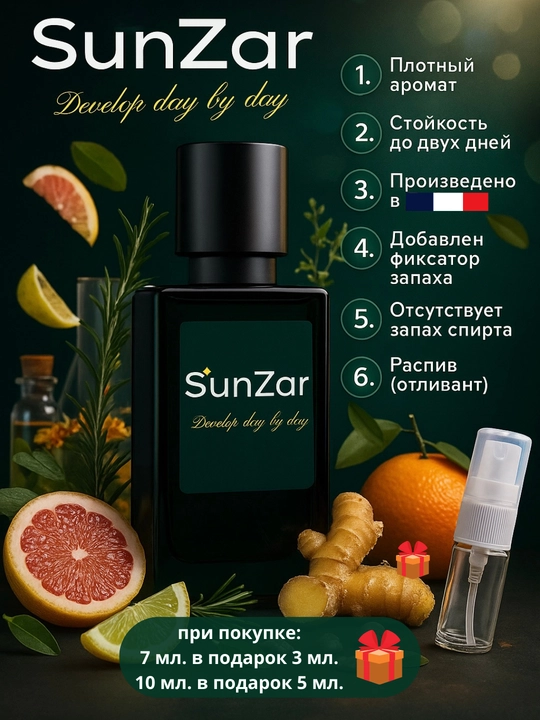 Erkaklar uchun atir SunZar Develop Day by Day, duxi, porfyum