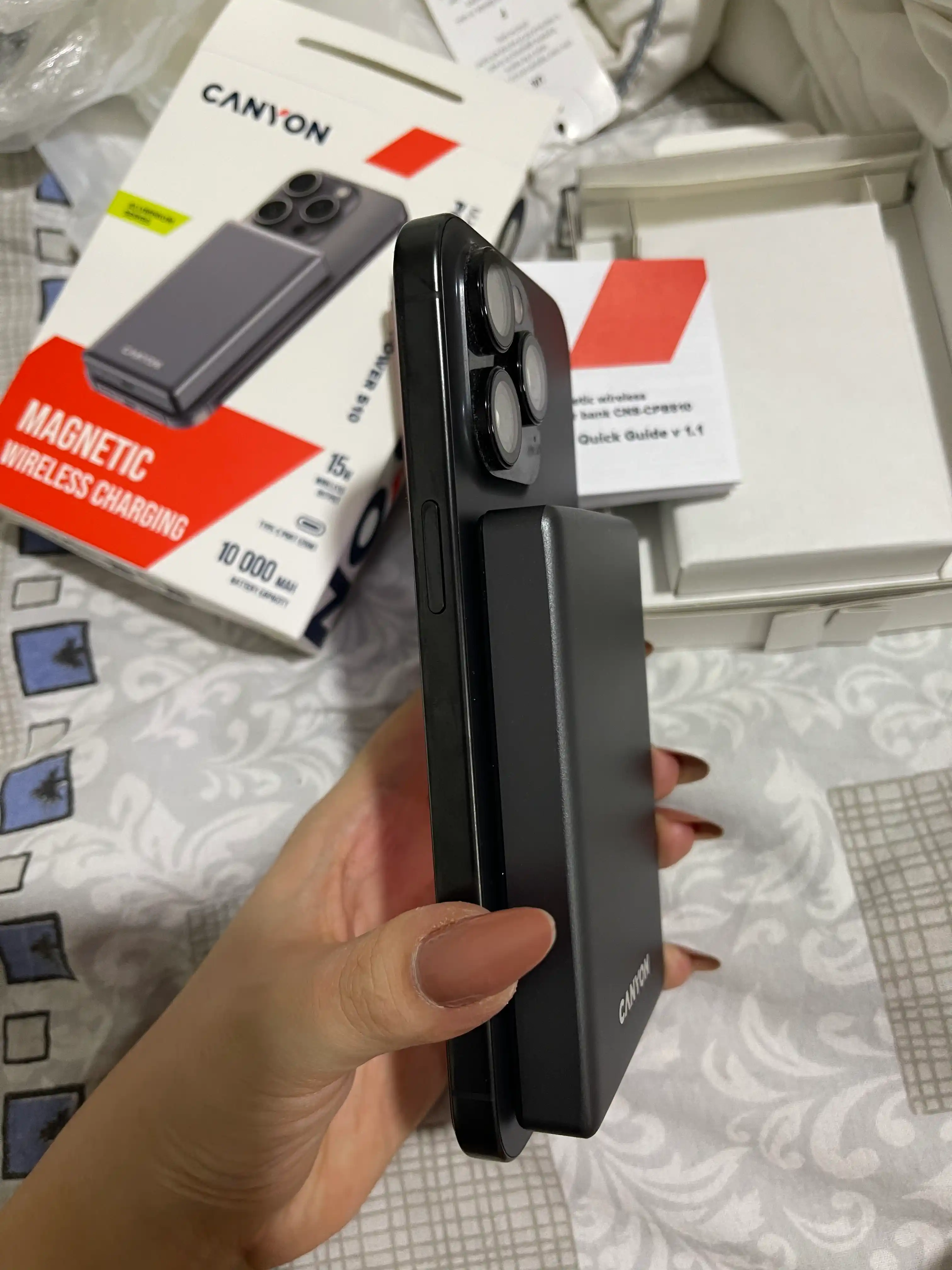 Simsiz magsafe power bank CANYON OnPower Slim, iphone uchun, 5000 mA, 10000 mA