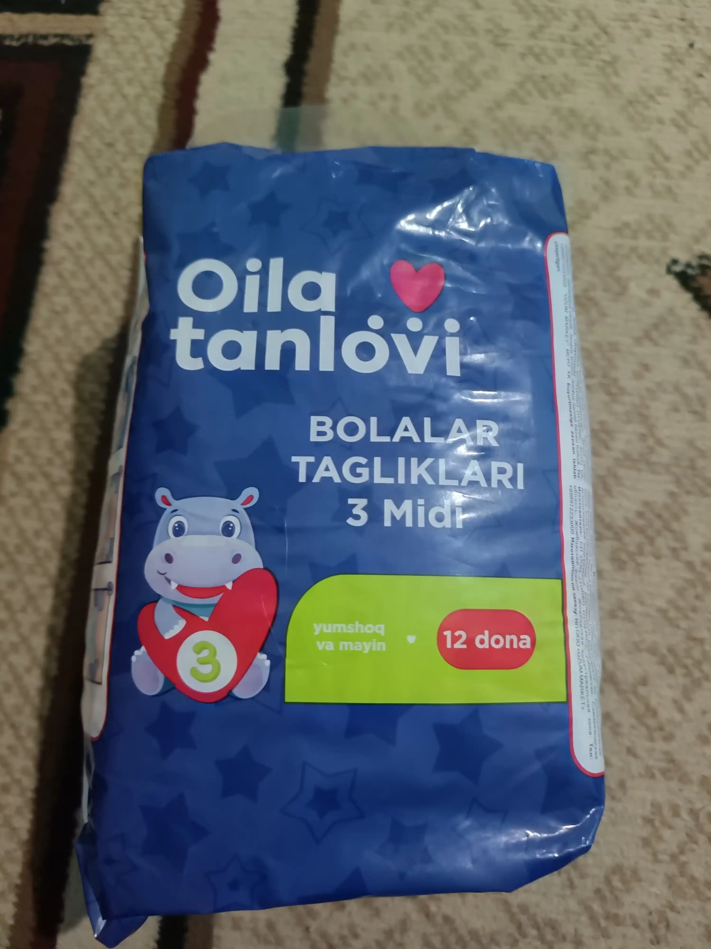 Подгузники Oila Tanlovi 3 (MIDI), 12 шт