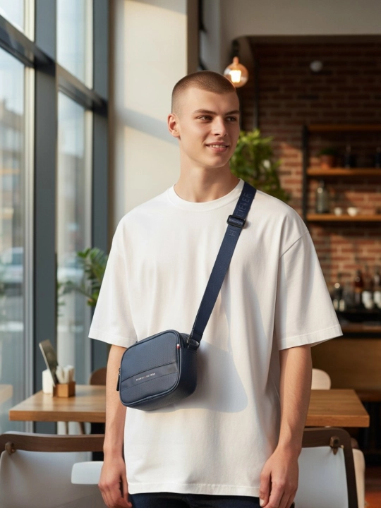 Барсетка мужская, через плечо, кожа, Tommy Hilfiger, в разных цветах и размерах